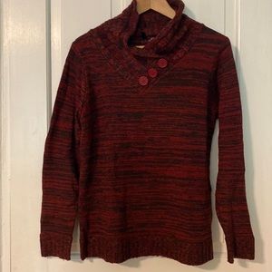 North Rive Cozy Black & Red Sweater with front button detailing